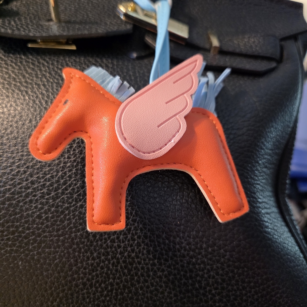 SALE!! Orange Winged Horse Handbag Charm - Picture 3 of 3